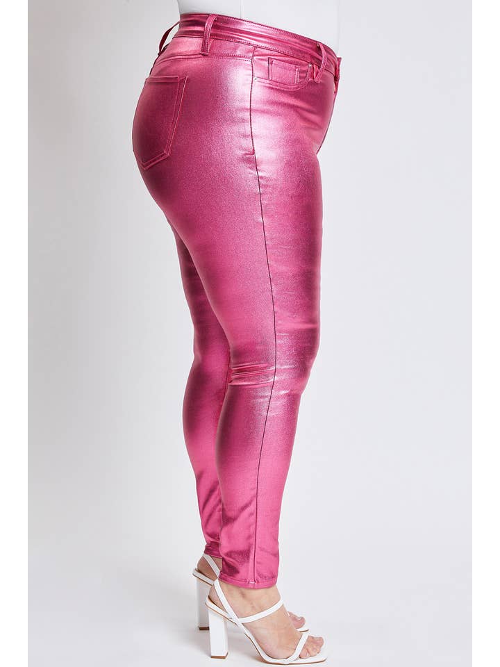 YMI - Wholesale Jeans - Women's - Junior Plus High-Rise Metallic Skinny Jean