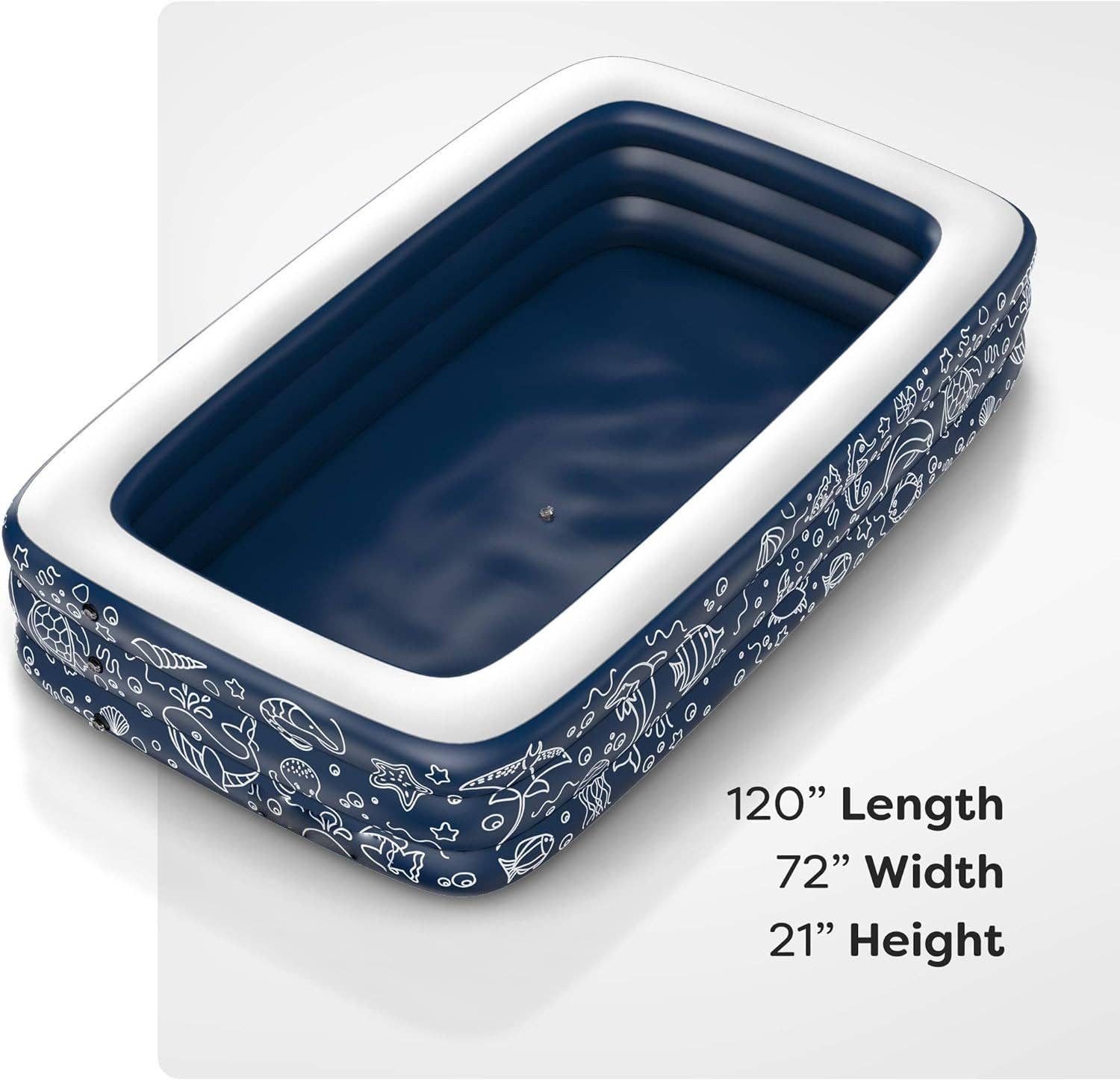 Infinite Basics - Vente Jeu gonflable - Piscine gonflable XL pour enfants, adultes et famille, bleu foncé (3,05 x 1,83 m, profondeur 56 cm)1