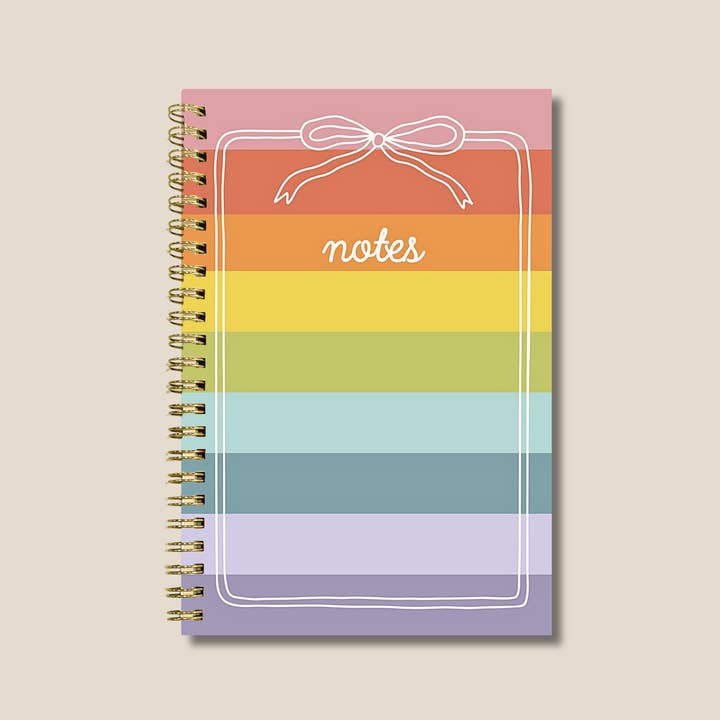 Pretty Pages - Wholesale Notebook - Coquette Rainbow Stripe Journal | Spiral Notebook