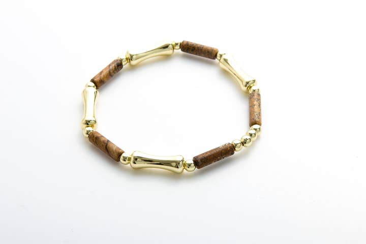 Bracciale con pietre semipreziose in taupe per la vendita all'ingrosso da parte di Accessoires by KHB