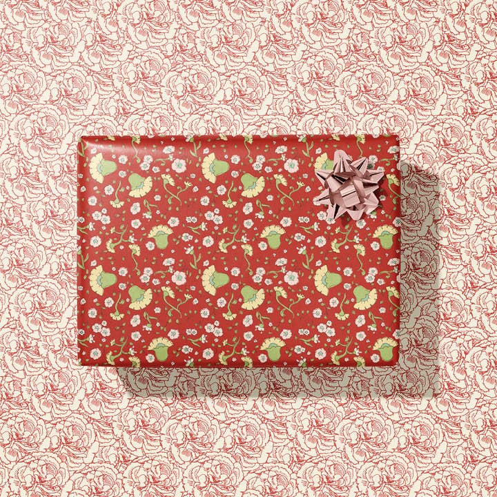 Cerise Gift Wrap Sheet-Double Sided for wholesale by re:mused studio