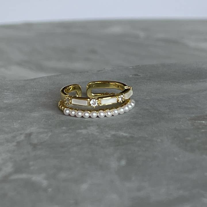 Loli - Wholesale Multi-stone ring - Minimal Modern Sparkling Gemstone Adjustable Ring, Sleek11