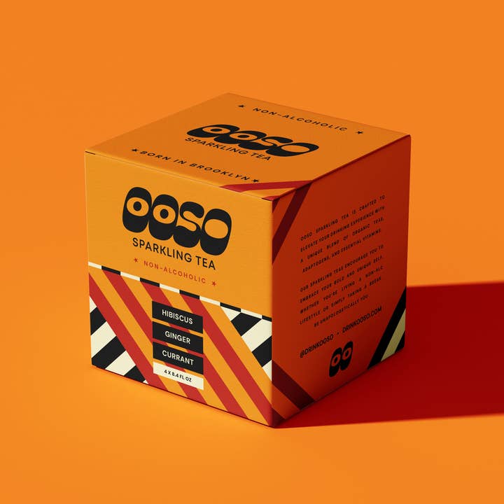 OOSO Sparkling Tea - Wholesale Non-Alcoholic Spirits/Wine/Beer - Hibiscus Ginger Currant Sparkling Tea | 4-Pack Boxes