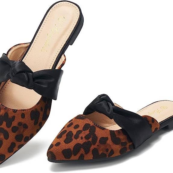 Women's Slip On Mules Flats Shoes for Women, Leopard for wholesale by potiful