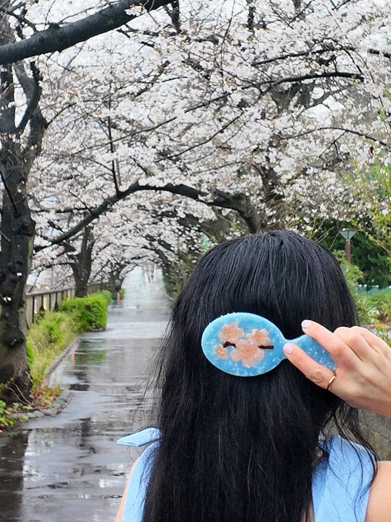 Solar Eclipse - Vendita all'ingrosso Spazzola/pettine - Spazzola per capelli dipinta a mano con design a fiori di ciliegio3
