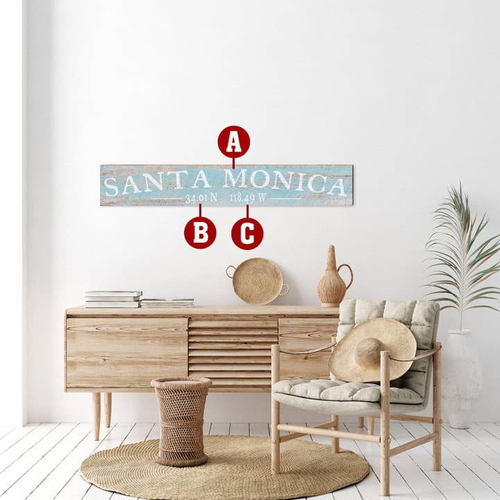 Customizable Coastal Blue Farmhouse Sign | Wall Art Print on Real Wood | 9.5"x59" for wholesale by Mill Wood Art