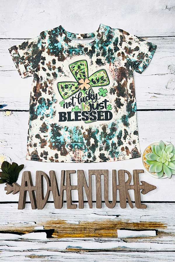 luluclothes - Wholesale Screen Printed T-Shirt - Women's - "Not lucky just blessed" short sleeve t-shirt DLH0923-300