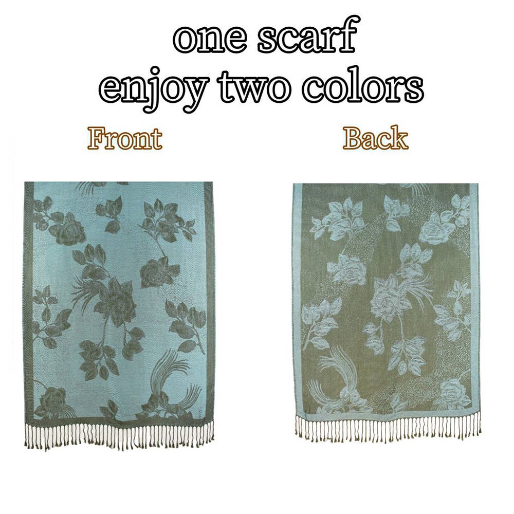 Sensibling Corp. – wholesale Scarf – Women's – Rose Floral Pashmina Reversible Scarf Shawl49