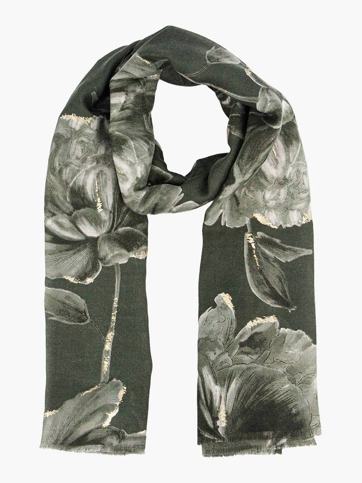 Pañuelo Ligero Abstracto Floral en Tono Caqui de Eleanor para venta al por mayor de Sarta Accessories