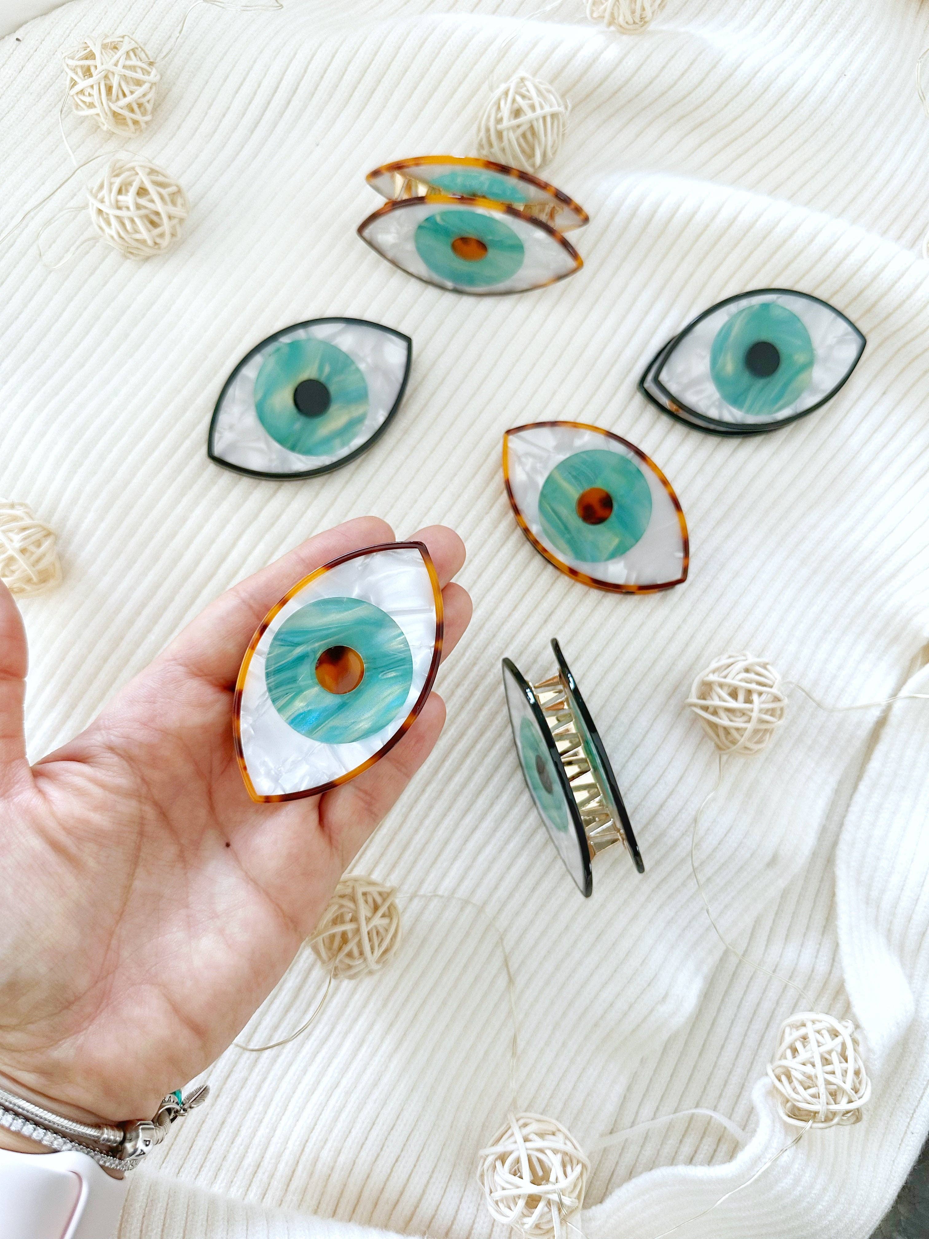 Evileyefavor - Vente Pince à cheveux – femme - Pince à cheveux œil maléfique en acétate - Accessoire tortue1