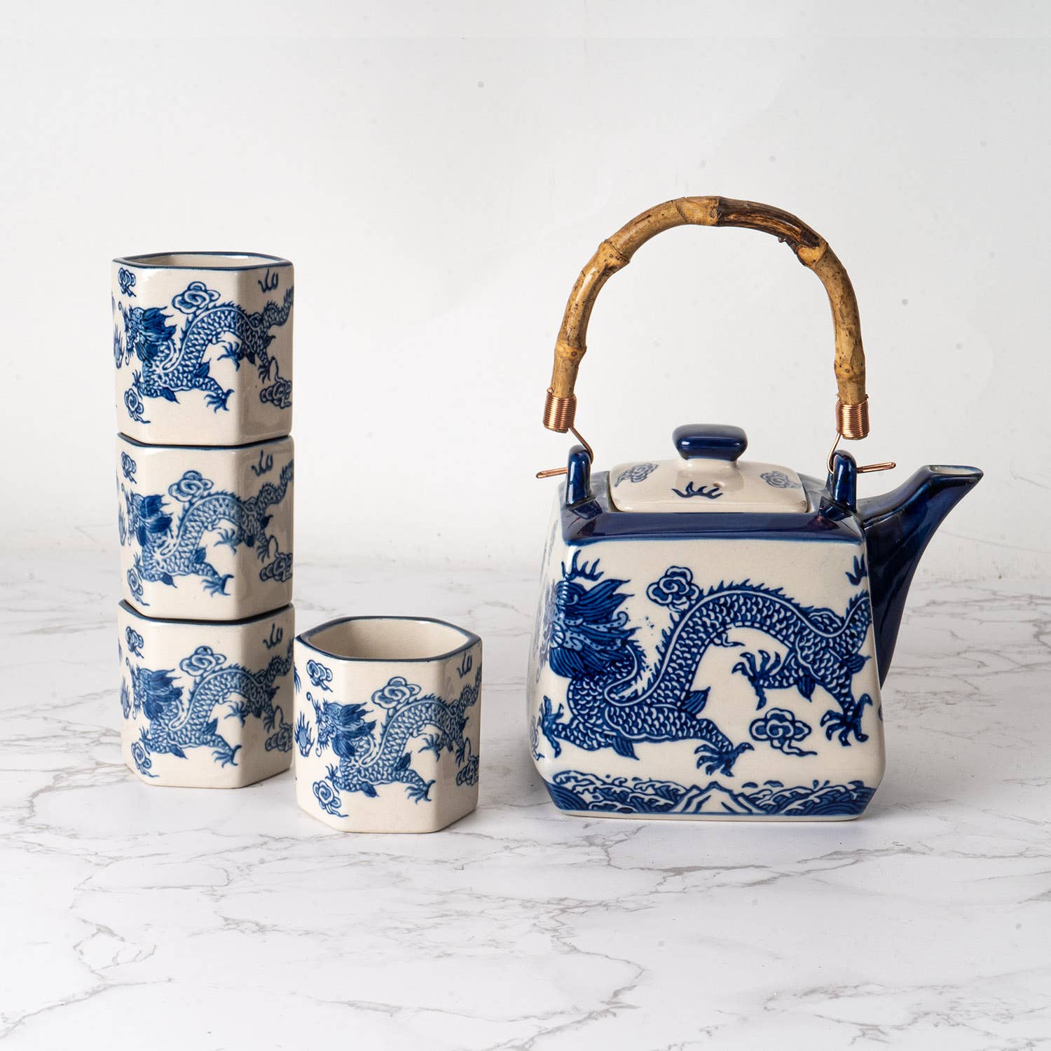 Urban Tokyo - Wholesale Tea Set - Oriental Ryu Dragon Tea Set 20oz Tea Pot with 4 Hexagon Cups (4/8)6