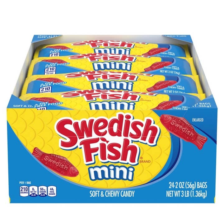 Majestic Wholesale - Wholesale Gummy - SWEDISH FISH Soft and Chewy Candy, Mini , 2 oz., 24CT