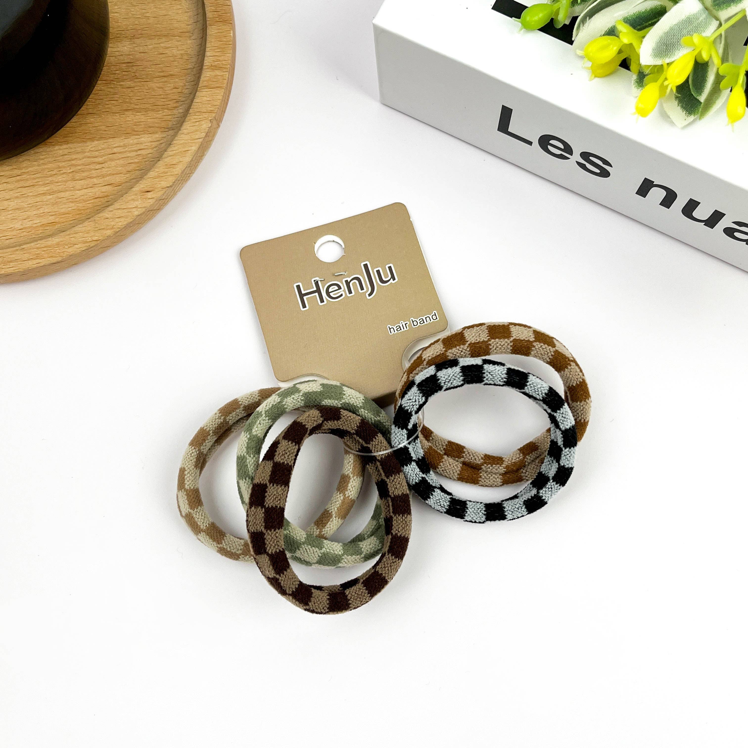 TheDivaSoap - Wholesale Hair Tie - 5PCS Seamless Checkerboard Towel Hair Tie Set0