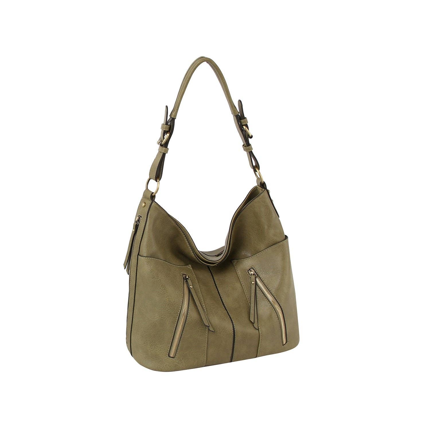 Handbag Factory Corp - Vente Sac porté épaule – femme - Sac à bandoulière hobo à deux fermetures à glissière avant au design tendance10