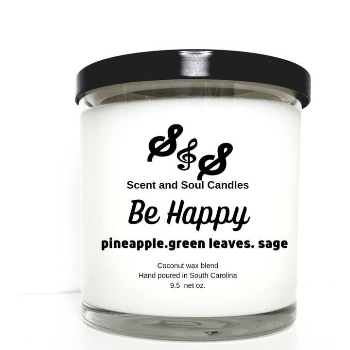 Be Happy Candle for wholesale by Scent and Soul Candles