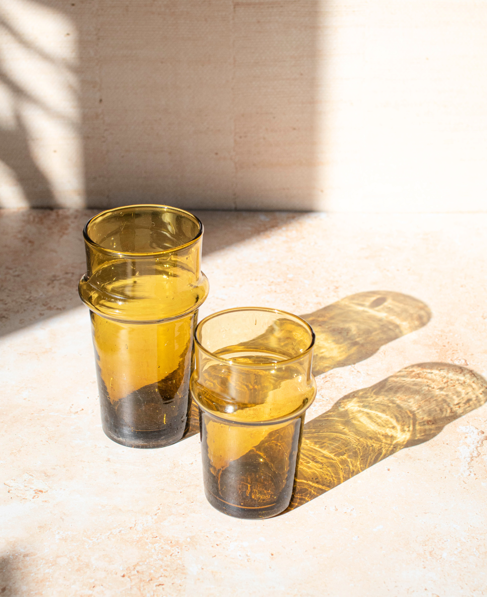 Maison Berber – Großhandel Trinkglas/Tasse – Marokkanische Beldi-Gläser - Bernsteinfarben, 6er-Set4