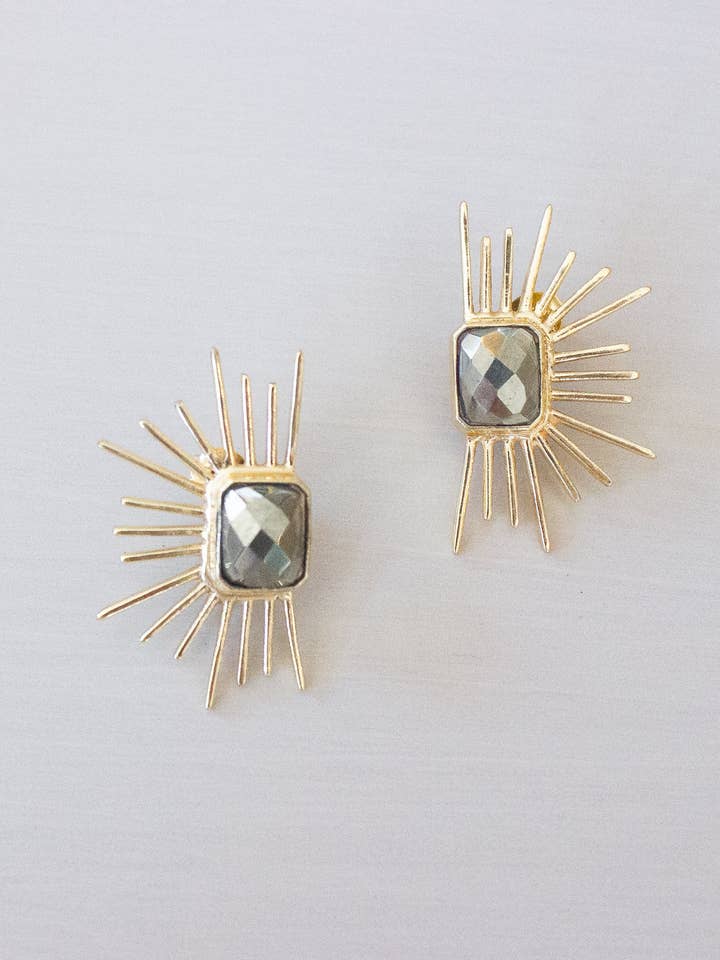 Chloe Earrings | Pyrite for wholesale by Ever Alice Studio