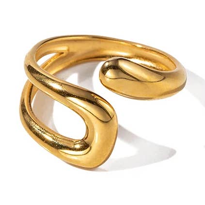 LOUIZ Shape Hollow Gold Ring for wholesale by LOUIZ