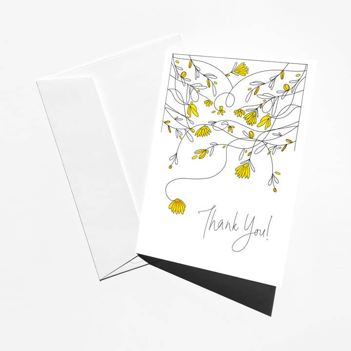 EverElling - Wholesale Thank You Card - Yellow Floral Thank You Card0