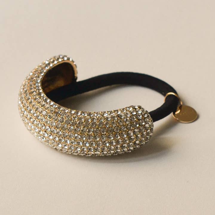 Pave Stone Metal Cuff Ponytail Hair Tie | Gold for wholesale by nar'sha