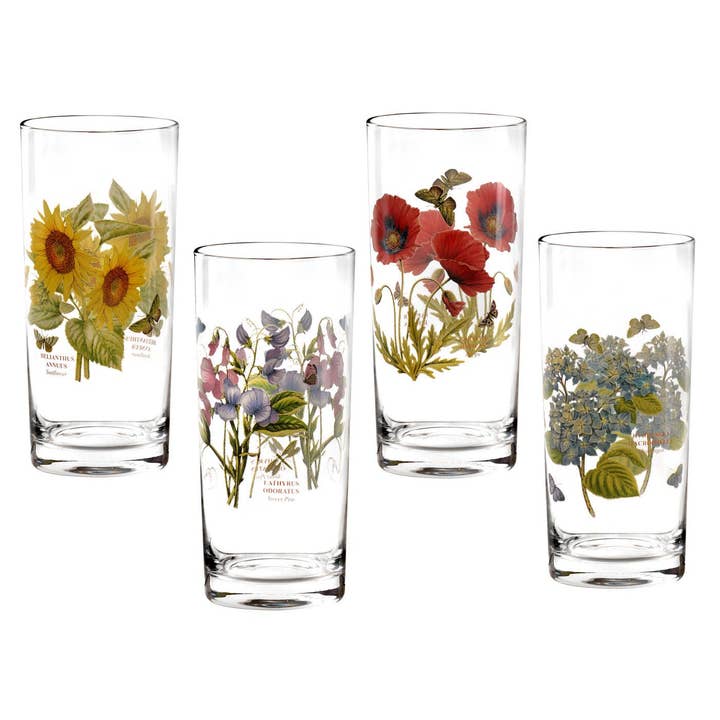 Portmeirion, Spode, Pimpernel, Nacthmann, Wrendale Designs - Wholesale Drinking Glass/Cup - Botanic Garden Set of 4 Highball Glasses