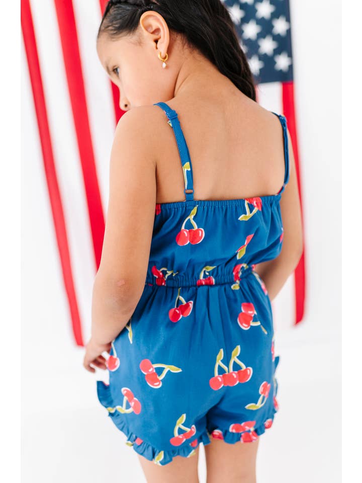 Made By Molly - Wholesale Romper - Kids - Very Cherry (NAVY) | Ruffle Romper