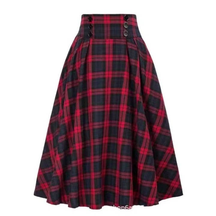 safistyle - Wholesale Skirt - Women's - High-Waisted Plaid A-Line Skirt