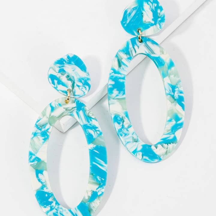 Wild Honey - Wholesale Dangle Earrings - Two-tier Oval Shaped Acetate Post Drop Earrings1