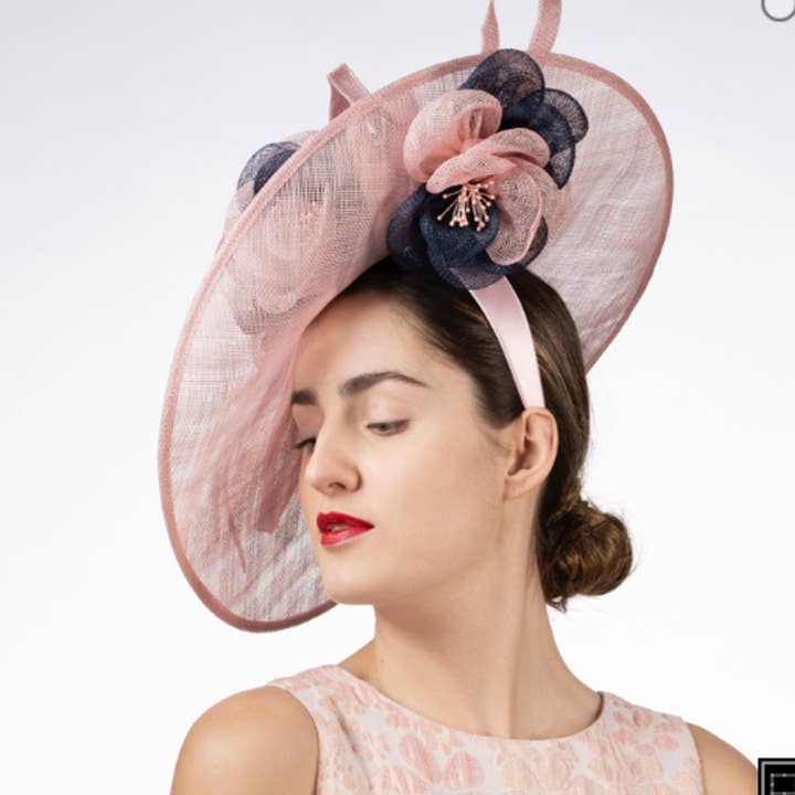 Large Sinamay Saucer w/2 Tone Flower Fascinator | 102080 for wholesale by KaKyCo