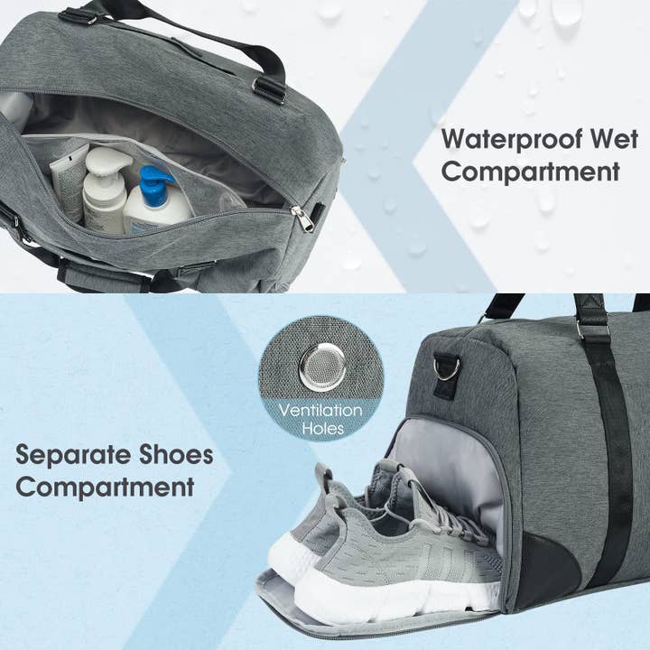 wandf - Wholesale Weekender Bag - Unisex - Carry On Weekend Bag with Shoe Compartment and Toiletry Bag