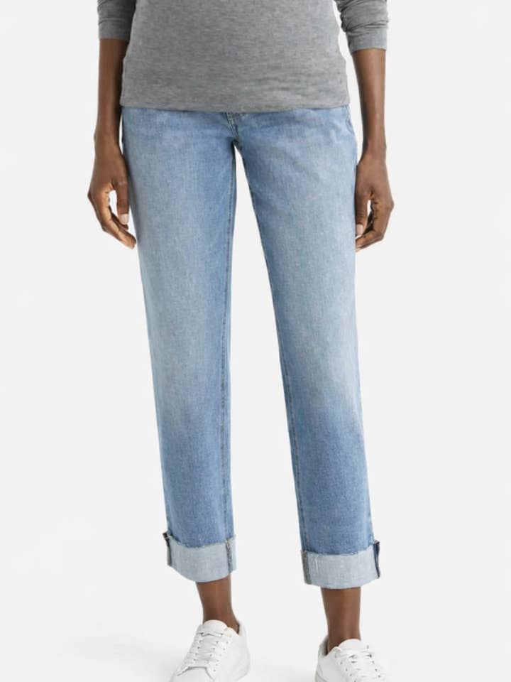 Ventebukser 27" Afslappet Lige Ben Jeans med Mavebånd i Ulli for engroshandel hos 1822 Denim