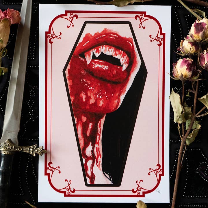 Vampire- art print, gothic for wholesale by Strangely Rose