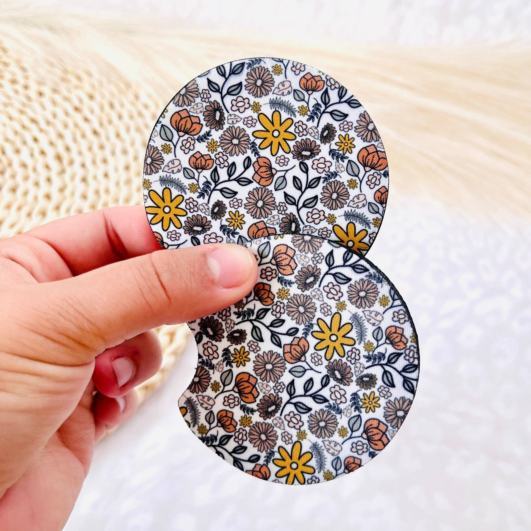 MarissaDDesigns - Vente Sous-verre pour voiture – unisexe - Dessous de verre pour voiture - Lot de 2 avec motifs floraux7