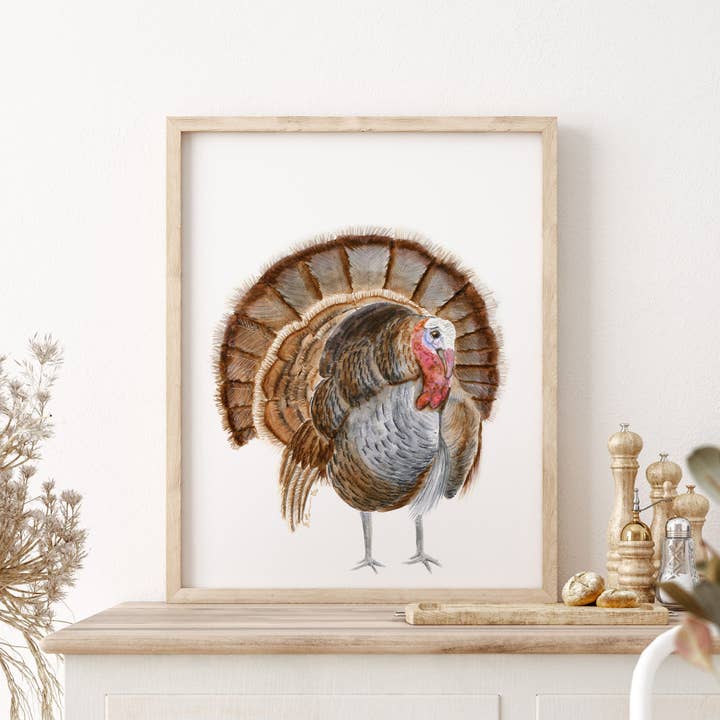 Turkey Watercolor Illustration for wholesale by Tiny Toes Design by Brett Blumenthal