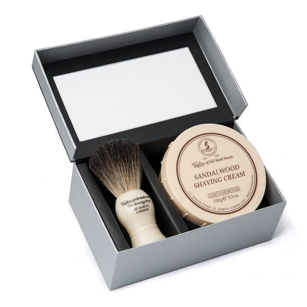 Taylor of Old Bond Street Pure Badger & Shaving Cream Gift Box for wholesale by The Brighton Group USA