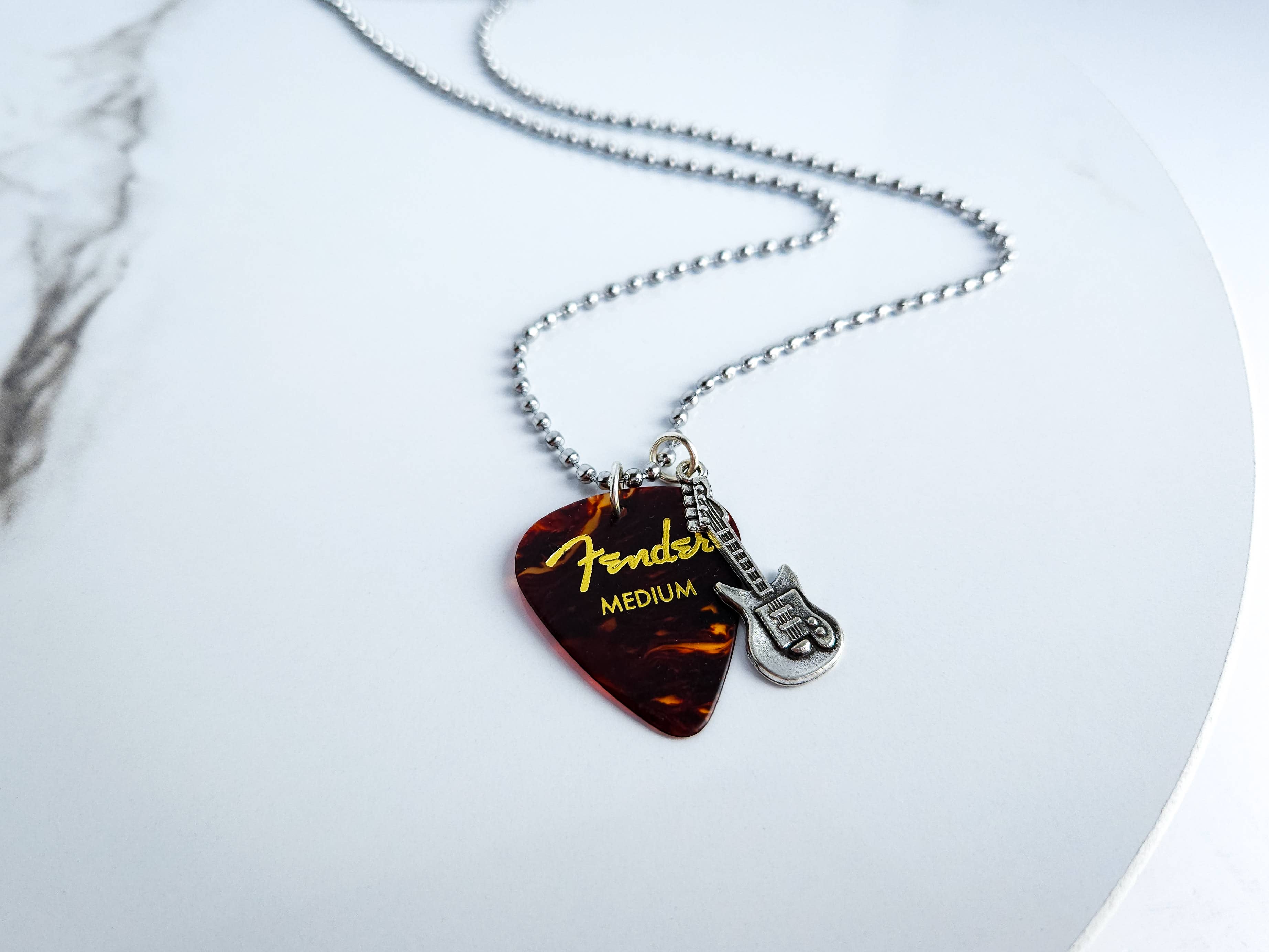 Meg's Recycled Guitar - Wholesale Pendant/Charm Necklace - GUITAR PICK CHARM NECKLACE - 13 COLORS7