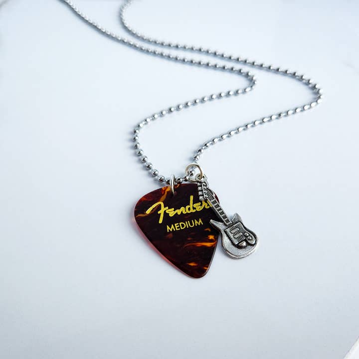 Meg's Recycled Guitar - Wholesale Pendant/Charm Necklace - GUITAR PICK CHARM NECKLACE - 13 COLORS7