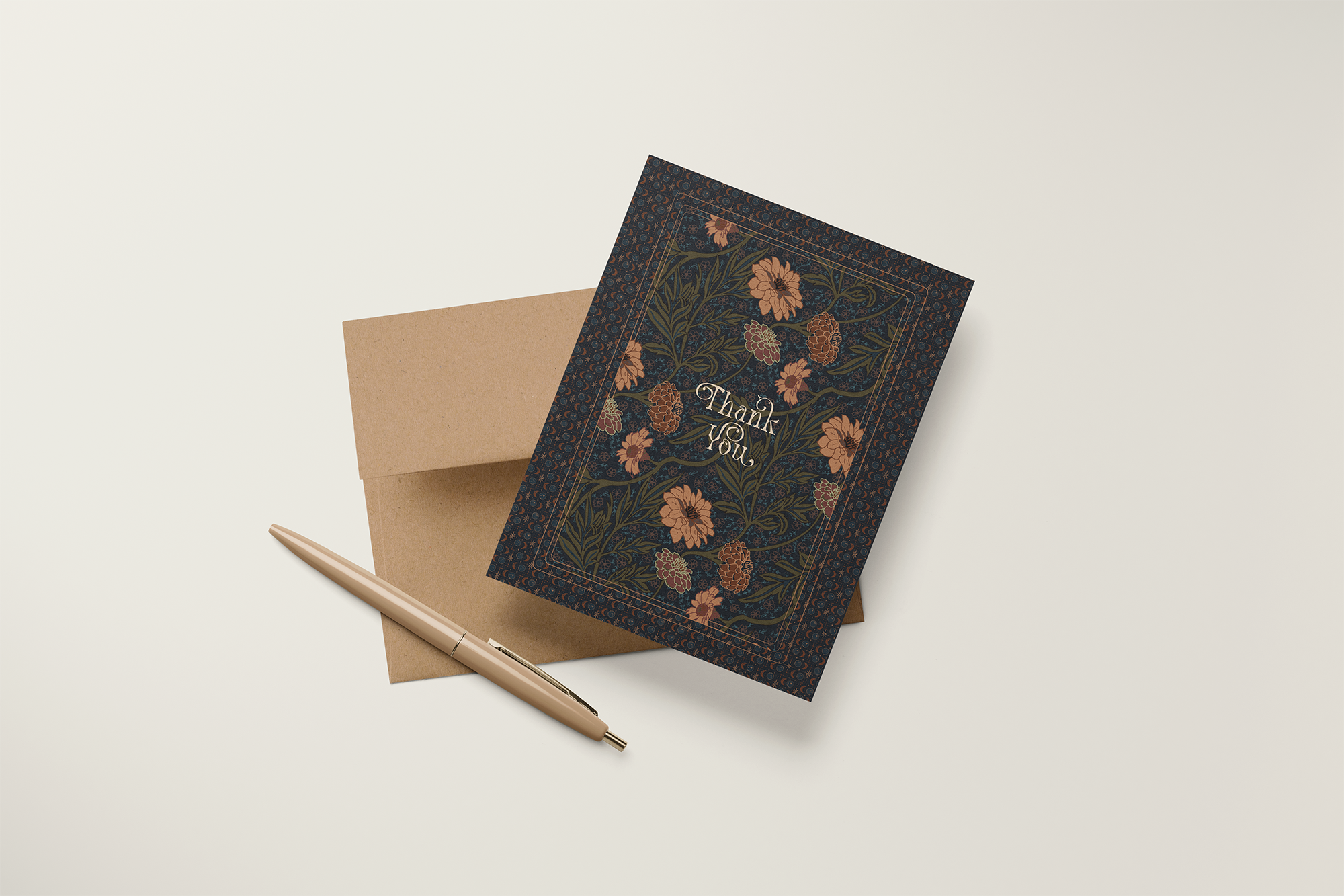 re:mused studio - Wholesale Thank You Card - Moonlight Zinnia Thank You A2 Greeting Card1