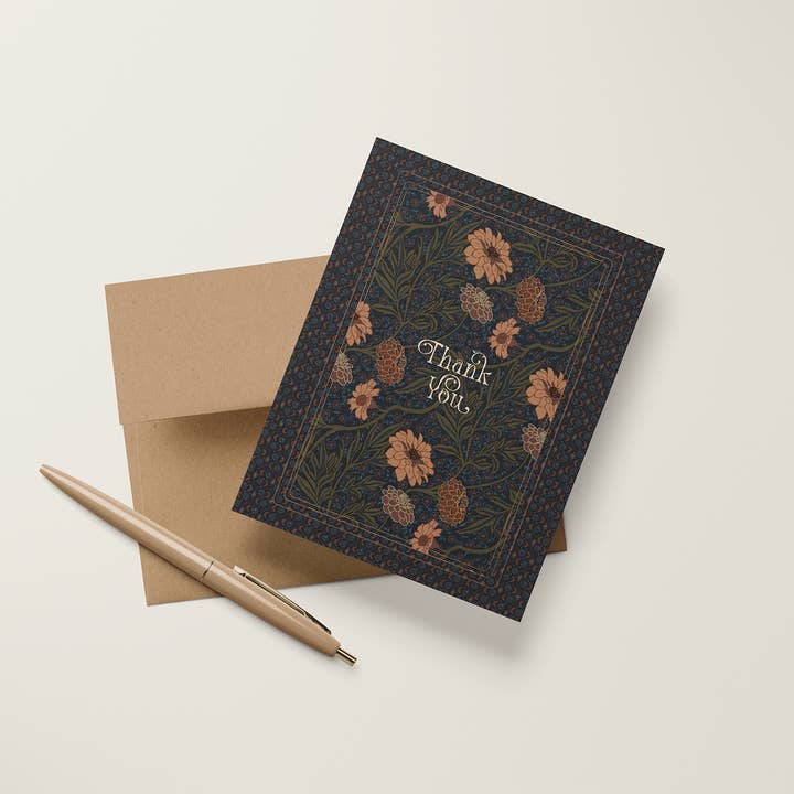 re:mused studio - Wholesale Thank You Card - Moonlight Zinnia Thank You A2 Greeting Card1