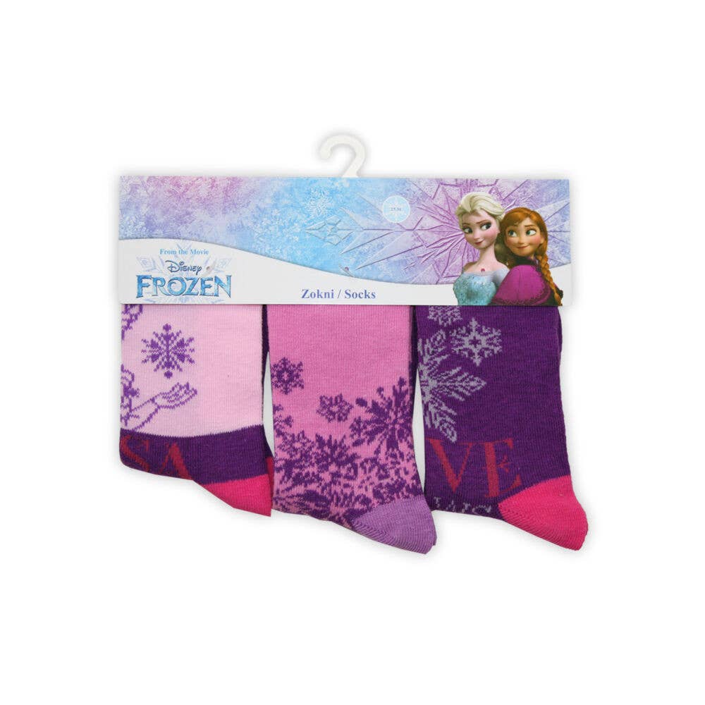 Evidence - Wholesale Socks - Kids - Kids Cotton Ankle Socks - 3 Pairs - Frozen - Purple - 31-34