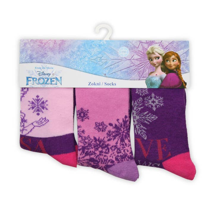 Evidence - Wholesale Socks - Kids - Kids Cotton Ankle Socks - 3 Pairs - Frozen - Purple - 31-340