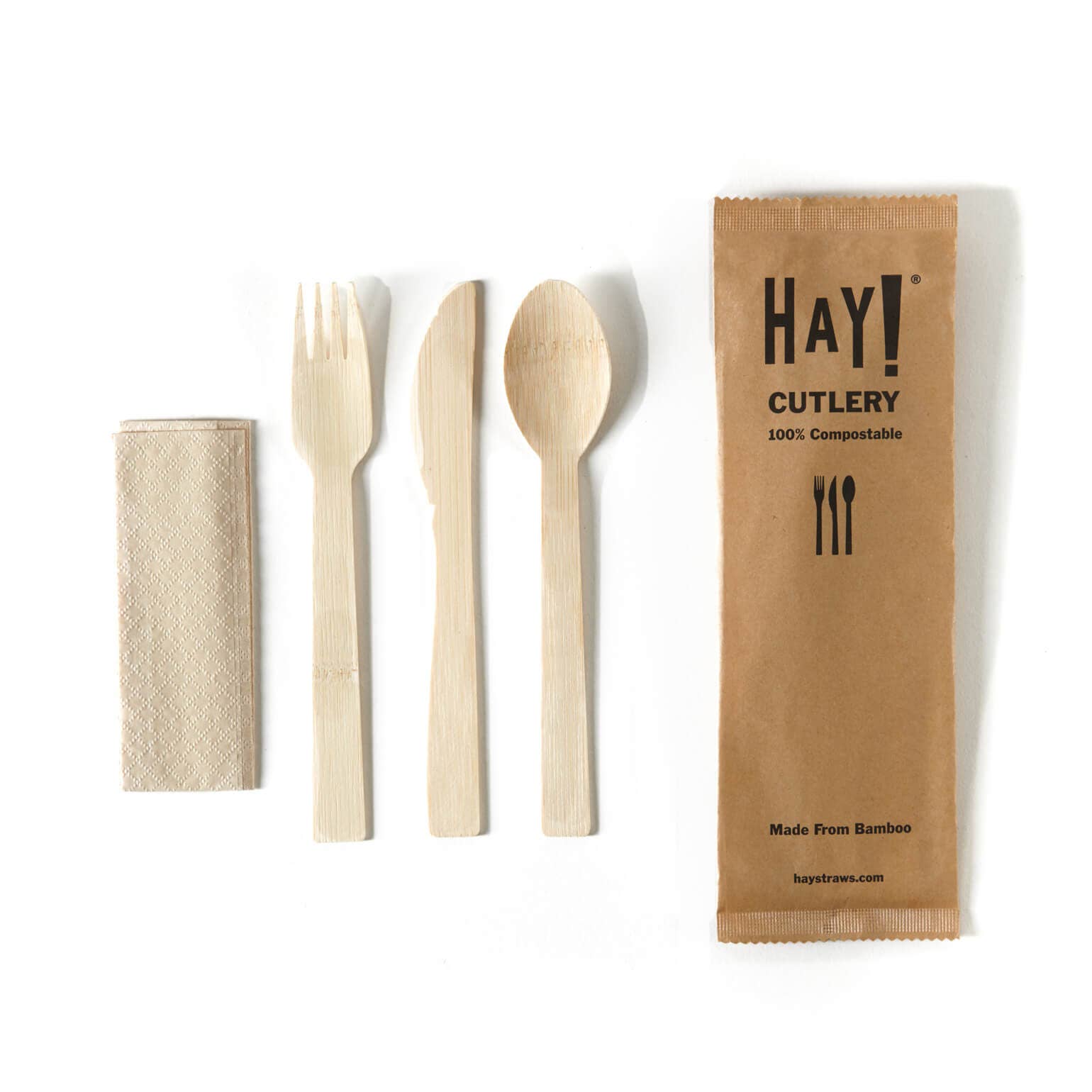 Hay Straws - Wholesale Assorted Cutlery Set - Wrapped Bamboo Cutlery Set - Full Case1