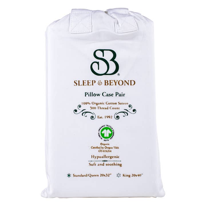 Sleep & Beyond - Wholesale Bedding Pillowcase/Sham - 100% Organic Cotton 300TC Sateen Pillow Case Pair3