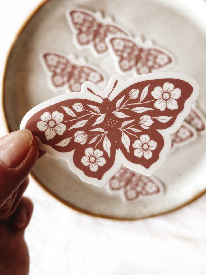 Floral Butterfly Vinyl Sticker Rose for wholesale by Flora West Design