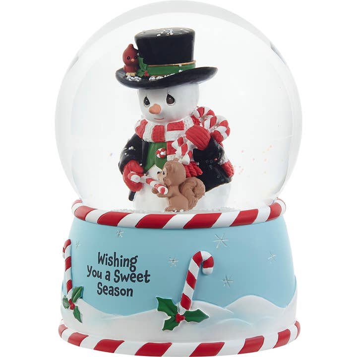 Precious Moments - Wholesale Snow Globe - Annual Snowman Musical Snow Globe with Candy Canes