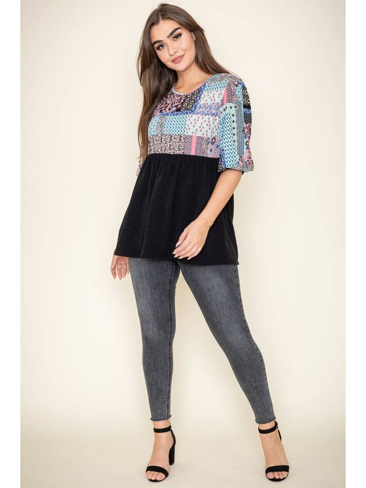 EG fashion – Engroshandel Tunika - Dame – 3/4 ærme Quiltet Mønster Tunika6