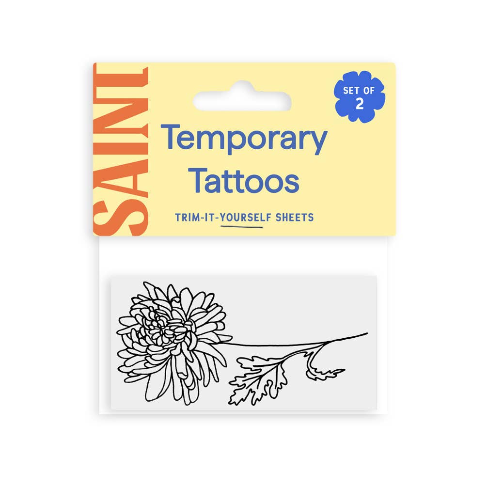 Saint Tattoos - Wholesale Temporary Tattoo - November Birth Flower - Chrysanthemum Temporary Tattoos