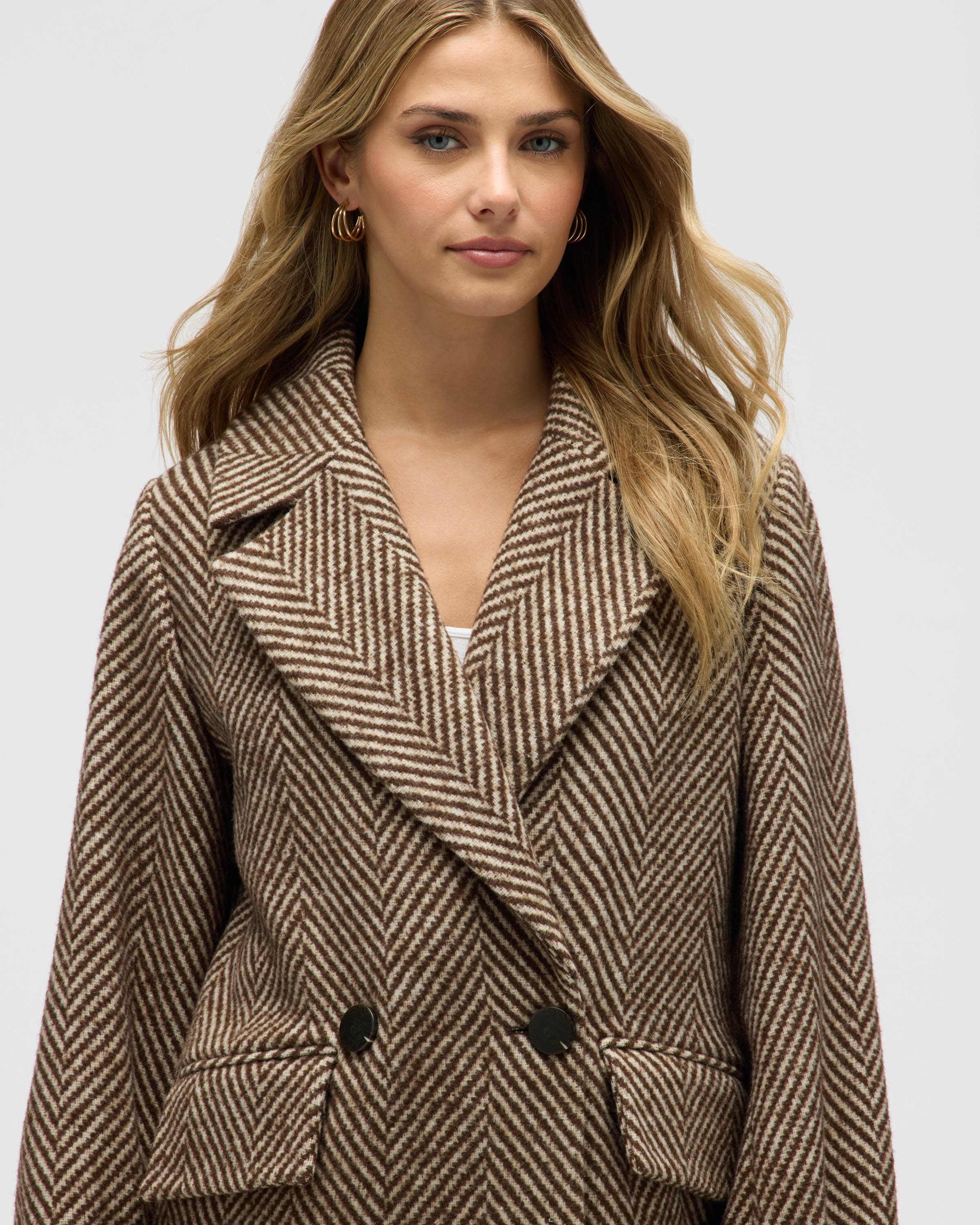 B5218NVL - Retro Bold Chevron Oversize Coat for wholesale on Faire3