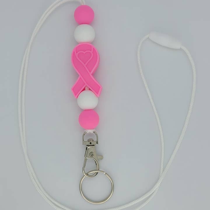 Kendra's Designs - Wholesale Lanyard - Women's - Pink Ribbon Cancer Awareness Lanyard | ID Badge Holder