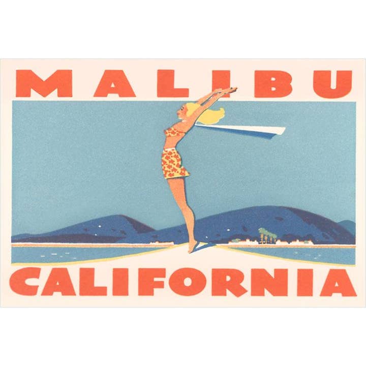 Postal CA-1110 Rapariga a Alongar-se, Malibu, Califórnia por atacado de Found Image Press